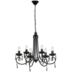 vidaXL Kristall Kronleuchter schwarz mit 6 Lampenfassungen in schwarz von vidaXL