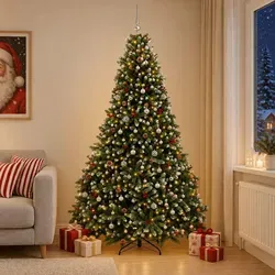 vidaXL Künstlicher Weihnachtsbaum, grün mit Weihnachtskugeln 270 cm - Grün