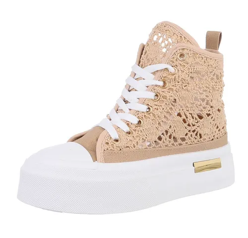 Ital-Design Damen High-Top Freizeit Sneakerboots (88828289) Flach Sneakers High in Hellbraun