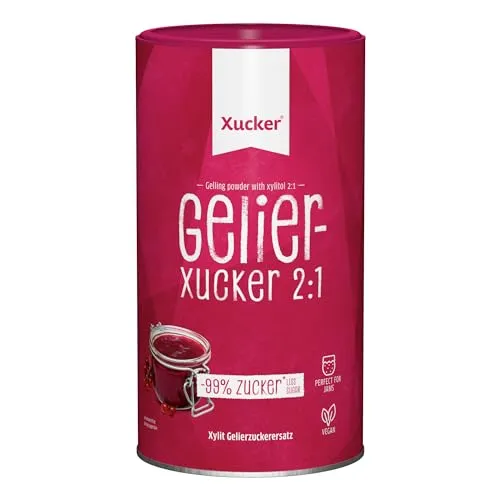 Xucker Gelierxucker 2:1 zuckerarmer Gelierzucker-Ersatz - Alternative für saure Früchte mit Xylit Birkenzucker I Veganer Gelierxucker von Xucker zum Kochen von Marmelade & Gelees (1 kg, 2:1)