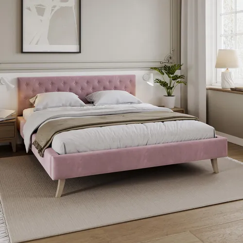 FDM Polsterbett ZUZA 120x200 cm in pink von FDM