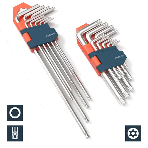 PRESCH Innensechskantschlüssel Set 18 teilig | HX & TX | Winkelschlüssel Satz
