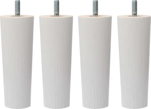 Natural Goods Berlin FUSION Legs - 4 Möbelfüße aus Massivholz, Weiß, 12 cm - Vielseitige Möbelfüße für Bett, Sofa oder Schrank. Die hochwertigen Holzfüße bieten Stabilität und sind dank M8 Gewinde einfach zu montieren. Ideal für individuelle DIY-Projekte.