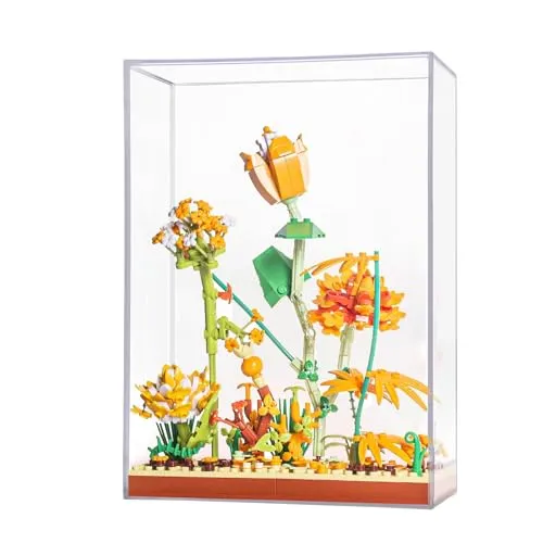 Wildblumenstrauß Bausteine Set, Blumen Bausteine Mit Acryl Vitrine, Home Deko, Botanische Sammlung, Set für Erwachsene, Nicht Kompatibel mit Lego (360 Teilige)