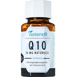 Naturafit Q10 30 mg Kapseln - 100% natürlich - Coenzym Q10 Kapseln, ideal zur Unterstützung der Energieproduktion im Körper, besonders für Vegetarier geeignet und wichtig ab 40 Jahren.