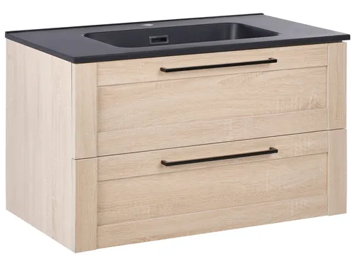 Waschbeckenschrank Tarija mit Waschbecken in Holzoptik 80 cm
