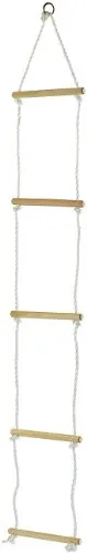 Playtastic Seilleiter Kinder: Strickleiter mit 5 Holzsprossen für Kinder (Strickleiter Klettern, Hängeleiter, befestigen)