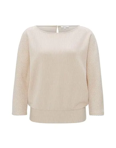OPUS Damen Sweatshirt GEIPEN Batwing Fit - Zweifarbige Struktur in Soft Oat, Größe 44 - Pullover für Damen, ideal für Büro und Freizeit. Der lockere Batwing Fit und U-Boot-Ausschnitt bieten vielseitige Kombinationsmöglichkeiten und höchsten Tragekomfort.