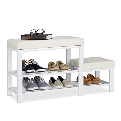 Relaxdays Schuhbank mit Hocker, weiß von Relaxdays
