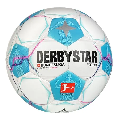 Derbystar Bundesliga Brillant Replica S Ball, Weiss/Blau/Pink, 5 - Basketball mit optimaler Bewegungsfreiheit, atmungsaktivem Design und vorhersehbarer Performance für das beste Spielerlebnis.