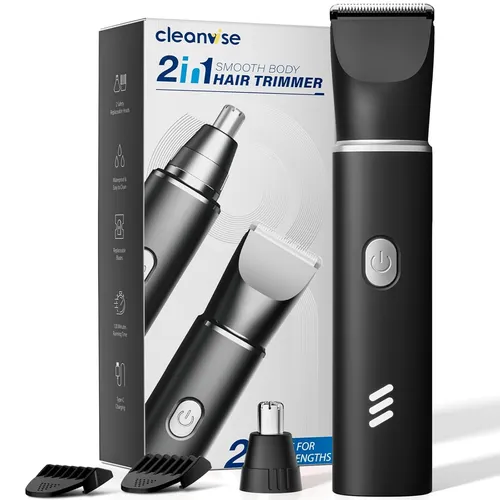 Intimrasierer Mann 2-in-1 mit Nasenhaartrimmer – Schmerzfreier, wiederaufladbarer Körperrasierer für Herren