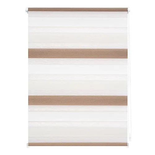 Lichtblick Doppelrollo Klemmfix ohne Bohren, Streifen Bunt, Blickdicht, Klemmträger-Montage, Sichtschutz, Wandmongtage, Deckenmontage, für Fenster und Türen Creme - Weiß - Braun,100 cm x 150 cm (B x L)