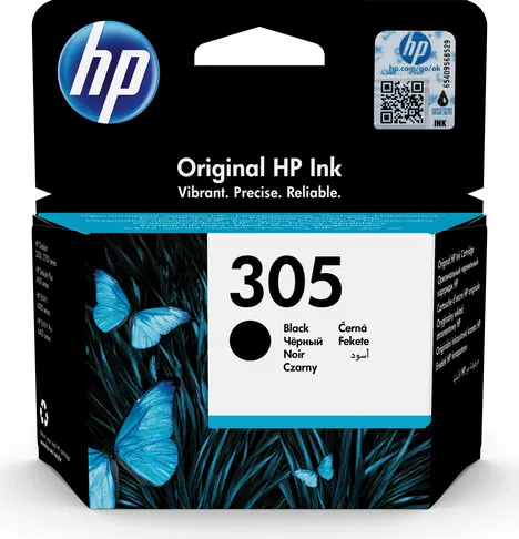 HP 305 Black Original Ink Cartridge - Tintenpatronen für brillante Druckergebnisse, langlebige Qualität und hohe Seitenreichweite für Ihre Druckbedürfnisse.
