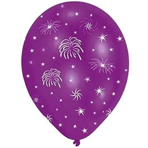 Amscan INT996520 - Latexballons Feuerwerk, 6 Stück, circa 28 cm, Silvester, Luftballon