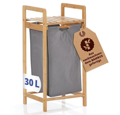 Lumaland Ausziehwäschekorb aus Bambus - Wäschekörbe mit ausziehbarem Wäschesack für bis zu 30 Liter, pflegeleicht und wasserdicht – ideal für schmutzige und saubere Wäsche!