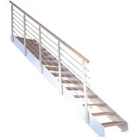 Treppe Kos 13 Stufen Buche Natur 87 cm Design-Geländer Weiß FSC®