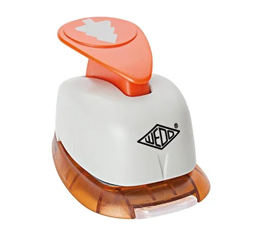 Wedo 168251 Motivlocher groß Tanne (mit praktischem Auffangbehälter, Ausstanzung 2,3 x 2,2 cm) grau / orange