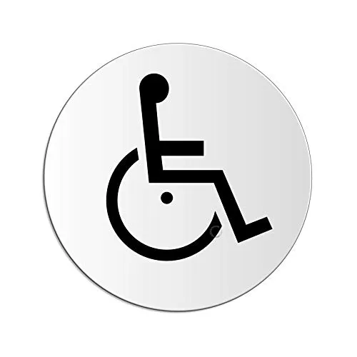 Schild Rollstuhl barrierefrei Aluminiumschild Ø 100 mm Hintergrund lichtgrau UV-beständig außengeeignet selbstklebend Nr.53163