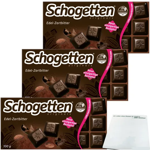 Schogetten Edel Zartbitter Schokolade 50% Kakao 3er Pack 3x100g Packung usy