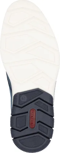 Slip-On Sneaker RIEKER für Herren, Gr. 43, blau-braun - Sportlicher Slip-On Sneaker aus Lederimitat und Textil mit kontrastfarbigen Details, perfekt für Freizeit und Alltag, gepolsterte Innensohle für hohen Tragekomfort.