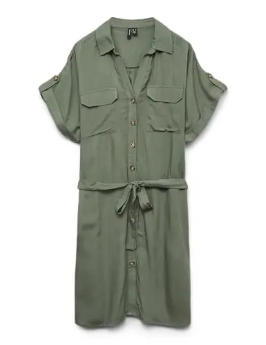 VERO MODA Vmbumpy Ss Short Shirt Dress in grün von VERO MODA