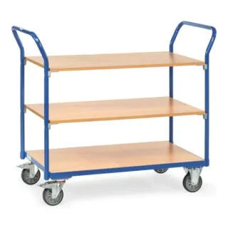 Fetra Tischwagen 1800, Metall & Holz, 3 Etagen, 300kg Tragkraft - Robuster Tischwagen mit 3 Etagen aus Buchedekor, ideal für Lager und Transport. Hohe Tragkraft von 300 kg und Made in Germany. Perfekt für effizientes Arbeiten!