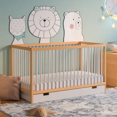 Kids Collective Babybett 70x140 cm mit Schublade und Matratze