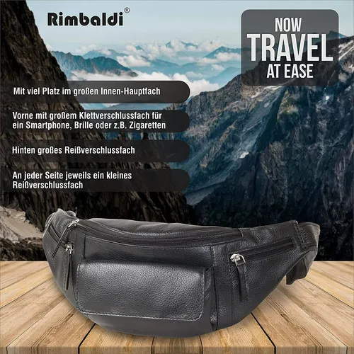 Große Gürteltasche Hüfttasche Bauchtasche schwarz Leder Rind-Nappaleder Neu