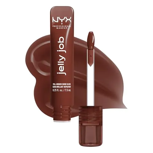 NYX Professional Makeup Peptide Infused Jelly Gloss, Pflegender Gloss für optisch vollere Lippen, Jelly Job, Farbe: Jellybean
