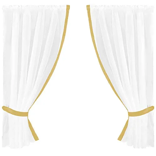 Arsvita Gardinenset mit Stangendurchzug, Serie: Satin ca. 140x120 cm Auswahl: gelb - goldgelb