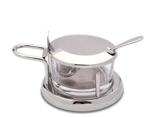 Parmesan-Dose aus Glas und Edelstahl von Weis in silber von Weis