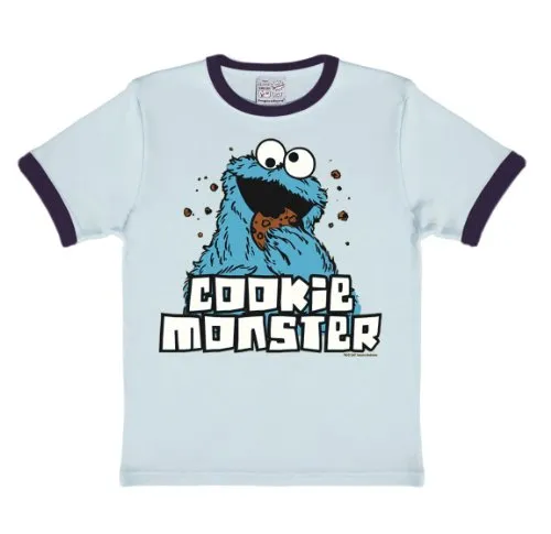 Logoshirt® Sesamstrasse Krümelmonster T-Shirt für Kinder - Fun-T-Shirt mit offiziell lizenziertem Krümelmonster-Design in hellblau, aus 100% Baumwolle für optimalen Tragekomfort und langlebigen Siebdruck - ideal für kleine Fans der Sesamstraße!