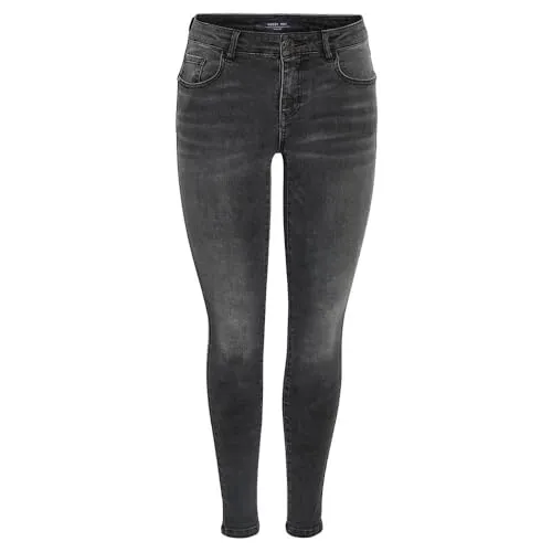 NOISY MAY Nmjen Nw Skinny Shaper Jeans - Stylische Skinny Jeans für Damen in Dark Grey Denim, ideal für einen modernen Look mit normaler Taille und praktischem Reiß- und Knopfverschluss.