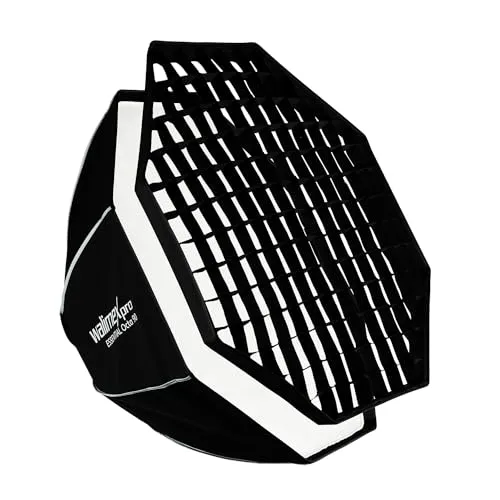 Walimex pro Essential Softbox Octagon 90cm - Softbox für Porträts, um 360° drehbar und mit einfachem Aufbau, inklusive Grid und Bowens Adapter für vielseitige Lichtgestaltung.