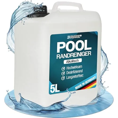 FLOTEX - Hocheffektiver Pool Randreiniger alkalisch 2x5L | Poolrandreiniger für Folienpools | Effektiver Pool Folienreiniger | Beckenrandreiniger Pool für Fliesen, Keramik und Folie