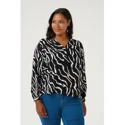 Bluse mit langen Ärmeln Regular Fit Schwarz / Antikes Zebra-Muster