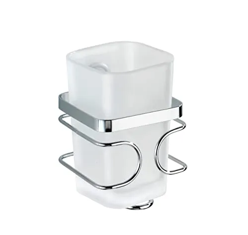 WENKO Zahnputzbecher Premium Edelstahl - Hochwertiger Zahnbürstenhalter aus rostfreiem Edelstahl, glänzend silber, mit Soft-Touch Beschichtung. Ideal für die Wandmontage, ohne bohren möglich. Perfekt für ein modernes Badezimmer.