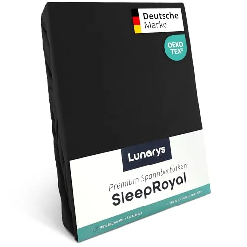 Lunarys® SleepRoyal Luxus Spannbettlaken 200x200 cm in schwarz von Lunarys