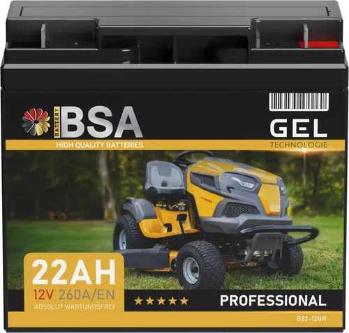 Produktbild BSA Gel Rasentraktor Batterie 22Ah 12V – Hohe Startkraft