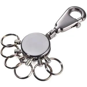 TROIKA Schlüsselanhänger Patent KYR60/GM, Karabinerhaken, Metall verchromt, schwarz, 1 Stück