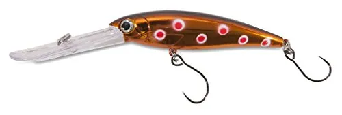 Produktbild AQUANTIC B-Enforcer Wobbler, Schleppwobbler aus bruchsicherem ABS-Körper, Tauchtiefe 6, 90m+, 2 extra scharfe Einzelhaken, 5 Farben (Kupfer Rot gepunktet)