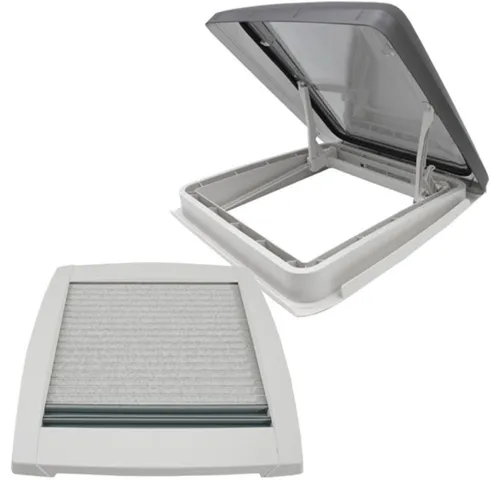 MPK VisionStar M pro 2 getönte Klarglas Dachluke 40 x 40 cm - Campingausrüstung mit hochwertiger, hagelschlagbeständiger Dachhaube für optimale Isolation und UV-Schutz. Stufenlos bis 50° aufstellbar und ideal für Wohnmobile.