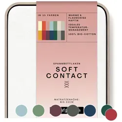 schlafgut Soft Contact Spannbettlaken 130x200cm, Sand Light aus 100% Bio-Baumwolle - Flauschiges Spannbettlaken aus 100% gekämmter Bio-Baumwolle, wärmt an kühlen Nächten. Mit strapazierfähigem Gummi für perfekten Sitz und pflegeleicht bei 60 Grad waschbar.