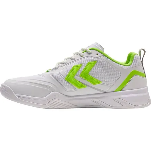 Hummel Uruz 2.0 Handballschuhe Weiß EU 42 - Hallenschuhe aus 100% recyceltem Mesh für optimale Atmungsaktivität und Komfort. Mit Neopren-Kompressionsbootie und Fersenstabilisator für hervorragenden Halt und Unterstützung.
