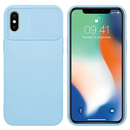 Cadorabo Hülle kompatibel mit Apple iPhone X/XS Schutzhülle TPU Silikon Case Liquid Design mit Kameraschutz Slim Kratzfest Weiche Gummi mit Rundumschutz Case Hülle für iPhone X/XS in Blau