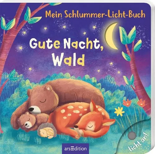 Mein Schlummer-Licht-Buch: Gute Nacht, Wald - Gutenachtgeschichten für Kinder mit LED-Lichtern, fördert das Einschlafen mit liebevollen Reimen für Kinder ab 18 Monaten.