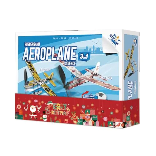 PLAYSTEAM Rubber Band Aeroplane Science 3 in 1