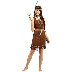 W WIDMANN MILANO Kostüm Indianerin - Häuptlingstochter für Karneval - Kostüm-Outfits für Erwachsene, inklusive Kleid, Gürtel und Stirnband mit Feder, ideal für Mottopartys und Karneval. Verwandeln Sie sich in die Häuptlingstochter!