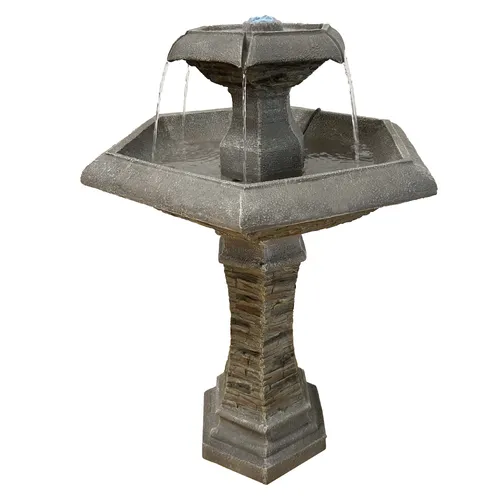 Köhko® Hexagon Eleganz Gartenbrunnen mit LED Beleuchtung