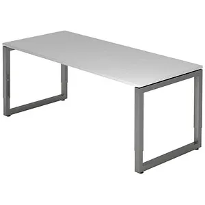 Rando Schreibtisch, höhenverstellbar, Grau, 180 x 80 cm - Kinderschreibtisch mit manuell höhenverstellbarer Tischplatte (65-85 cm) für ergonomisches Arbeiten, ideal für wachsende Kinder und Jugendliche.